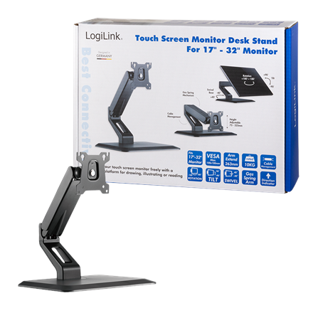 Laikiklis Logilink Jutiklinis ekranas Monitorius Mount BP0100 Desk Mount, 17–32 ", Maksimalus svoris (talpa) 10 kg, Juodas