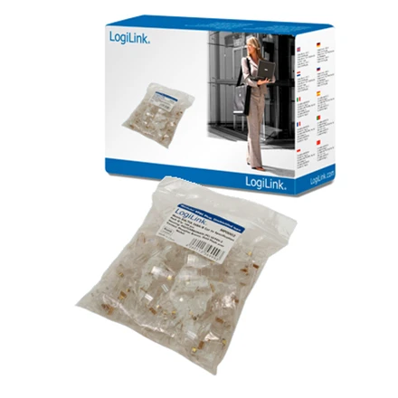 LogiLink Prisijungti | MP0002 | CAT5e modulinis kištukasTinka 8P8C apvaliems kabeliams Kištukas neekranuoti paauksuoti kontaktai | Skaidrus