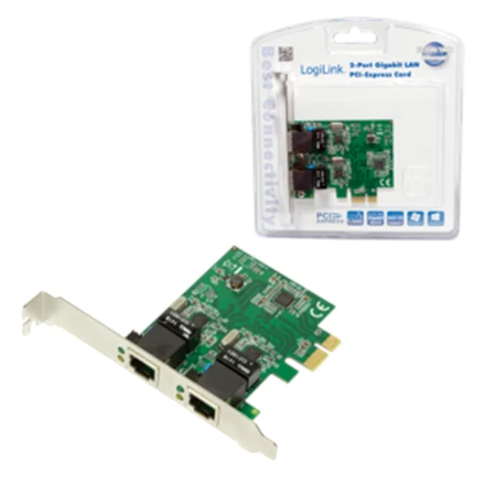 Logilink PC0075, 2 prievadų Gigabit PCI Express tinklo plokštė | Prisijungti | 2 x Gigabit Lan (RJ 45) | PCIe