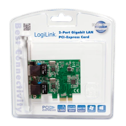 Logilink PC0075, 2 prievadų Gigabit PCI Express tinklo plokštė | Prisijungti | 2 x Gigabit Lan (RJ 45) | PCIe