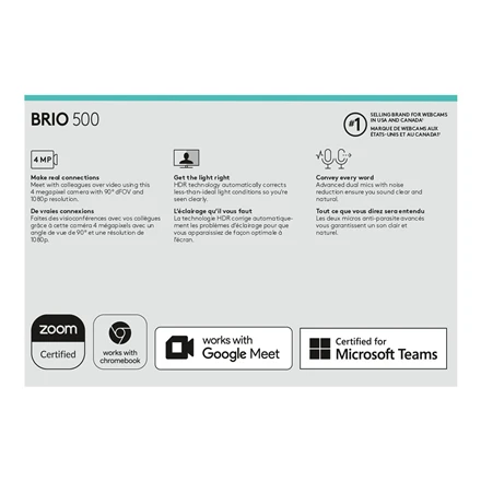 Internetinė kamera Logitech BRIO 500, Grafito spalvos
