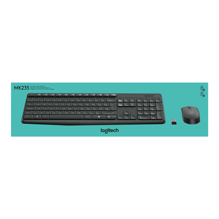 Belaidis klaviatūros ir pelės rinkinys Logitech MK235, RU išdėstymas