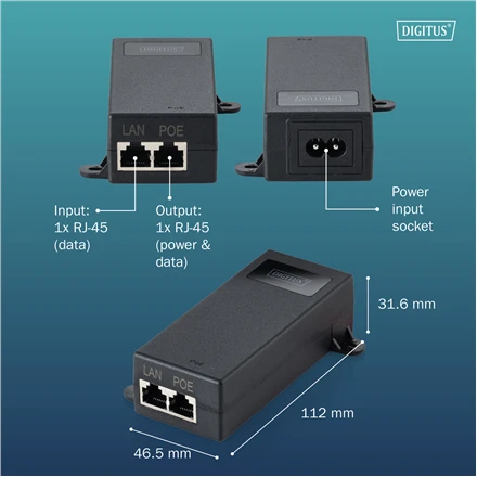 Digitus DN-95104-1 PoE adapteris Gigabitinis eternetas 55 V