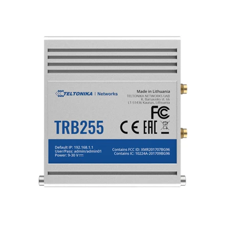Šakotuvas „Teltonika TRB255 LTE Gateway“: nėra „WiFi“, 3G, Dvi SIM, „Enternet“ prievadas, RS232+RS485, „GPS Teltonika“