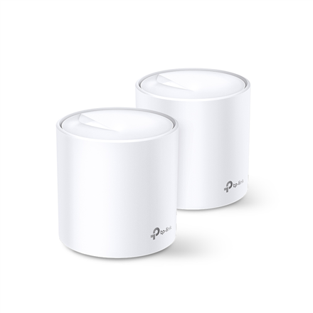Maršrutizatorius „TP-Link AX1800 Whole Home Mesh Wi-Fi 6“ sistema | Deco X20 (2 pakuotės) | 802.11ax | 1201+574 Mbit/s | 10/100/1000 Mbit/s | Ethernet LAN (RJ-45) jungtys 2 | Tinklelio palaikymas Taip | MU-MiMO Taip | Nėra mobiliojo plačiajuosčio ryšio | Antenos tipas 4xInternal per Deco uni
