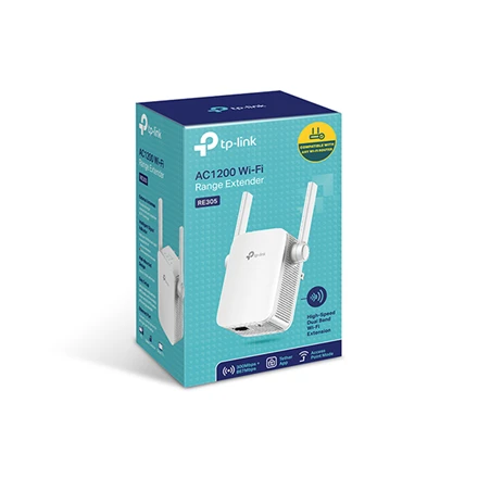 Maršrutizatorius TP-LINK AC1200 Dviejų juostų belaidis sieninis diapazono plėstuvas MediaTek 867Mbps esant 5GHz + 300Mbps esant 2,4GHz 802.11ac/a/b/g/n 1 10/100