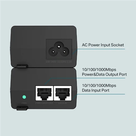 TP-Link TL-POE160S adapteris – jungčių ir prievadų schema