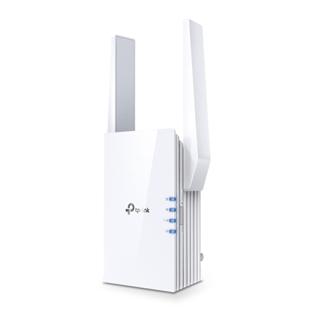Maršrutizatorius TP-LINK | AX3000 Mesh WiFi 6 stiprintuvas | RE705X | 802.11ax | „Mesh“ palaikymas: taip | 2402+574 Mbit/s | Ethernet LAN (RJ-45) jungtys: 1 | Nėra mobiliojo plačiajuosčio ryšio | MU-MiMO: ne | Antenos tipas: 2x išorinės