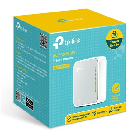 TP-LINK | Maršrutizatorius | TL-WR902AC | 802.11ac | 300+433 Mbit/s | 10/100 Mbit/s | Mesh Support No | MU-MiMO No | No mobile broadband | Antenna type 3xInternal | 1x USB 2.0