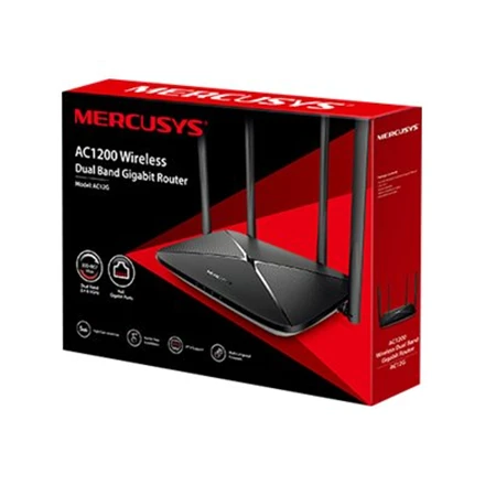 TP-Link Mercusys | AC1300 Wireless Dual Band Gigabit Maršrutizatorius | AC12G | 802.11ac | 400+867 Mbit/s | 10/100/1000 Mbit/s | Ethernet LAN (RJ-45) jungtys 3 | Mesh Support No | MU-MiMO Yes | No mobile broadband | Antenna type 4xFixed | No