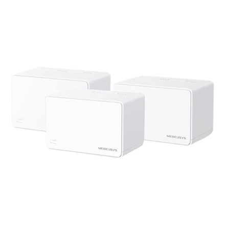 Maršrutizatorius Mercusys | AX3000 viso namo tinklelio „WiFi 6“ sistema su „PoE“ | „Halo H80X“ (3 vnt. pakuotė) | 802.11ax | 574+2402 Mbit/s | 10/100/1000 Mbit/s | Ethernet LAN (RJ-45) jungtys 3 | Tinklo palaikymas: Taip | MU-MiMO: Taip | Ne, mobilusis plačiajuostis ryšys | Antenos tipas: Vidinė