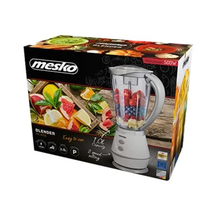 Mesko | MS 4060 | Stalviršis | 500 W | Stiklainio medžiaga Plastikas | Stiklainio talpa 1 L | Baltas/ pilkas