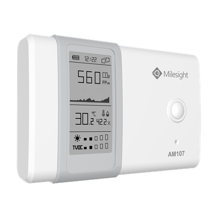 „Milesight IoT LoRaWAN AM107“ patalpų aplinkos stebėjimo jutiklis, temperatūros, drėgmės ir CO2, TVOC, slėgio jutiklis