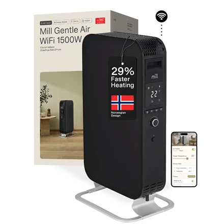 Tepalinis šildytuvas Mill Gentle Air OIL1500WIFI3 GEN3, 1500 W, iki 25 m², Juodas