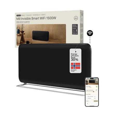 Mill Invisible Smart WiFi Panel heater G4 | PA1500WIFI4A | Panel Heater | 1500 W | Suitable for rooms iki 18-22 m² | Juodas | IPX4