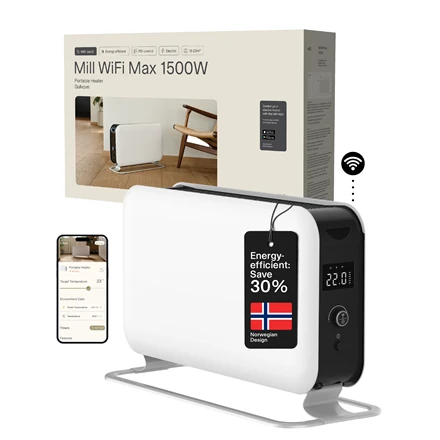 Šildytuvas Mill CO1500MAXWIFI3, 1500 W, tinka patalpoms iki 14-18 m², Baltas, IPX4