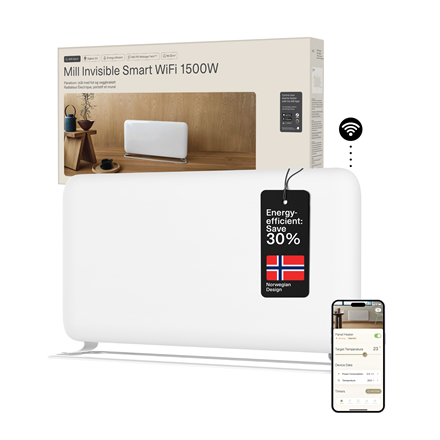 Šildytuvas Mill PA1500WIFI4 | 1500 W | iki 18-22 m² | Baltas | IPX4 | Pažeista pakuotė