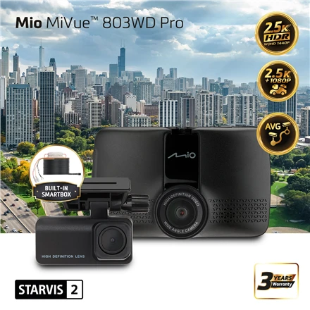 Mio Front & Rear Dual Dash Cam with HDR | MiVue 803WD Pro | GPS | Wi-Fi