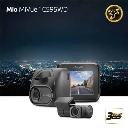 „Mio MiVue C595WD“ (T30 galinio vaizdo kamera), „Full HD“, „STARVIS“, greičio matavimo kamera | GPS | „Wi-Fi“