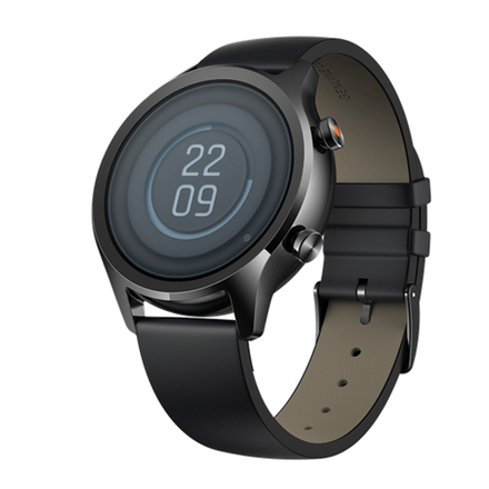 Išmanusis laikrodis Mobvoi TicWatch C2+, Juodos spalvos korpusas su juodos spalvos odiniu dirželiu aprašymas - Prekės nuotrauka
