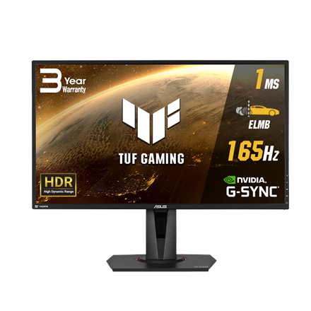 Monitorius Asus Gaming VG27AQ/IPS, WQHD, 2560 x 1440 pikselių, 16:9, 1 ms, 350 cd/m², Juodas