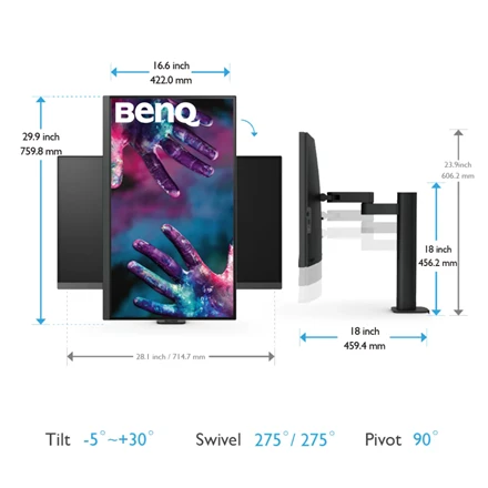 BENQ PD3205UA 32 colių 4K IPS 16:9 3840x2160 DesignVue dizaino monitorius su Ergo stovu HDMI DP mini DP USB3.1 Hub