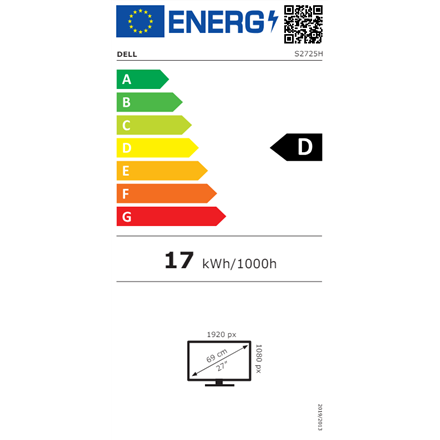 Monitorius Dell | S2725H | 27 " | IPS | 16:9 | 100 Hz | 8 ms | 1920 x 1080 pikselių | 300 cd/m² | HDMI jungtys quantity 2 | Baltas