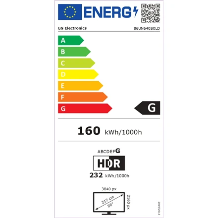 Monitorius LG 86UN640S0LD 86" UHD IPS 330 NITS 16/7 DVB-T2/S2/C WIFI
