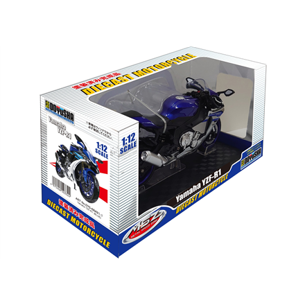 MSZ Motorcycle Yamaha 1:12 YZF-R1 This modelis is a 1:12 scale motorcycle; Height 10 cm, Plotis 6.3 cm, Gylis 17.3 cm