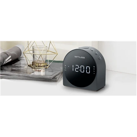 Muse Mūza | Dvigubas žadintuvo radijas PLL | M-185CR | AUX į | Juodas