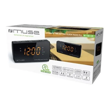 Muse Mūza | Dvigubas žadintuvo radijas PLL | M-185CR | AUX į | Juodas