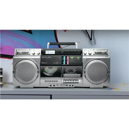„Muse“ | „Ghetto Blasters“ | M-380 GBS | AUX įvestis | „Bluetooth“ | Kasečių grotuvas | CD grotuvas