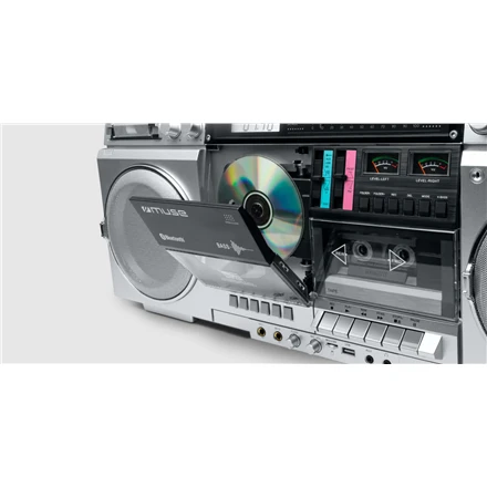 „Muse“ | „Ghetto Blasters“ | M-380 GBS | AUX įvestis | „Bluetooth“ | Kasečių grotuvas | CD grotuvas