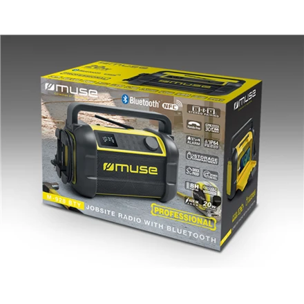 Muse | M-928 BTY | Jobsite Radio speaker | Atsparus vandeniui | Bluetooth | Belaidė jungtis | Portable | NFC features | Juodas/Geltona