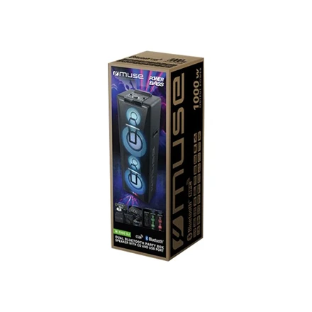 Muse | Party Box Double Bluetooth CD Speaker | M-1990 DJ | 1000 W | Bluetooth | Belaidė jungtis | Portable | Juodas