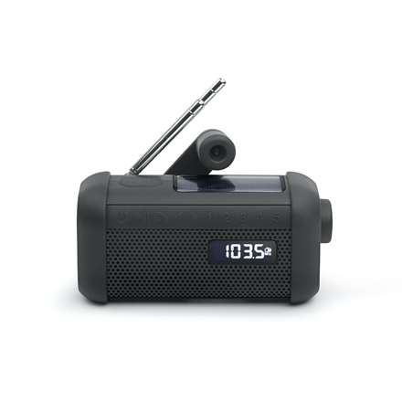 Muse Mūza | Nešiojamas saulės radijo imtuvas su švaistikliu ir žibintuvėliu | MH-08 MB | AUX į | Bluetooth | FM radijas