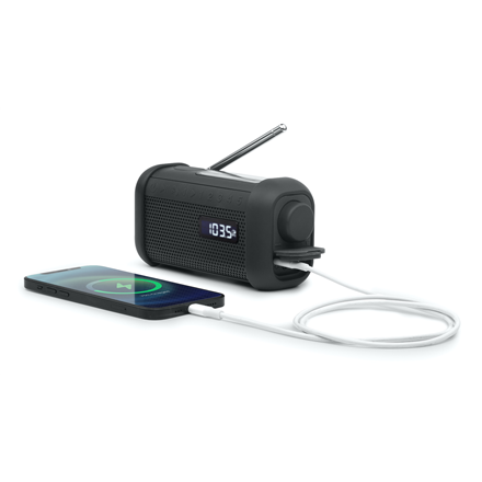 Muse Mūza | Nešiojamas saulės radijo imtuvas su švaistikliu ir žibintuvėliu | MH-08 MB | AUX į | Bluetooth | FM radijas