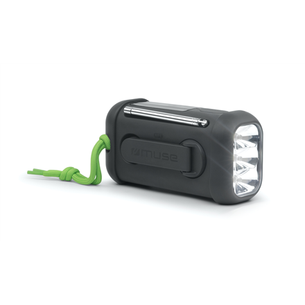 Muse Mūza | Nešiojamas saulės radijo imtuvas su švaistikliu ir žibintuvėliu | MH-08 MB | AUX į | Bluetooth | FM radijas