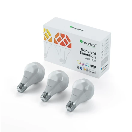 Nanoleaf Essentials Smart A19 lemputė 1100Lm RGBCW 2700K-6500K, 120V-240V, E27, 3 vnt.