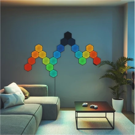 Nanoleaf | Formos Juodas Šešiakampis Išplėtimo rinkinys (3 panelės) | 42 W | WiFi