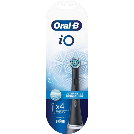 Oral-B | Clean Replaceable Dantų šepetėlis Heads | iO Refill Ultimate | Heads | Suaugusiems | Cordless | Šepetėlių skaičius galvutės įeina 4 | Juodas | Baltas