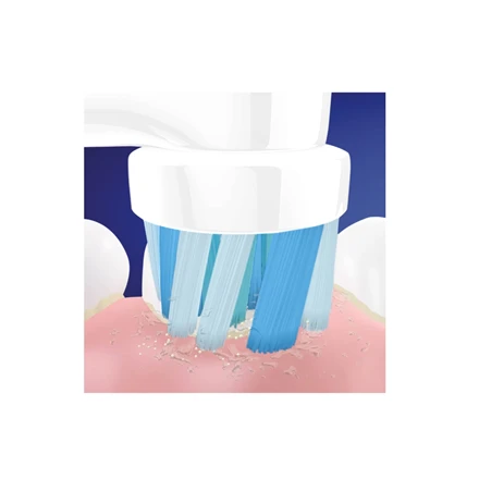 Oral-B šepetėlio galvutės bei šerelių artimas vaizdas