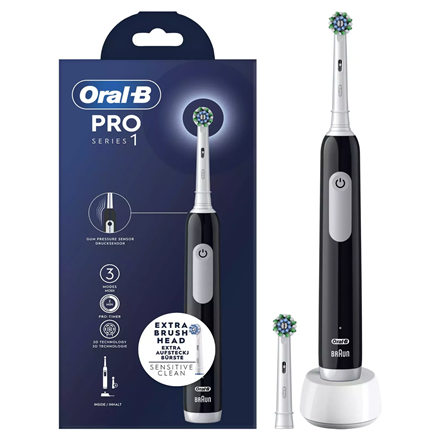 Braun Oral-B Oscillating Dantų šepetėlis | Pro Series 1 | Įkraunamas | Suaugusiems | Šepetėlių skaičius galvutės įeina 2 | Number of teeth brushing modes 3 | Juodas/Baltas