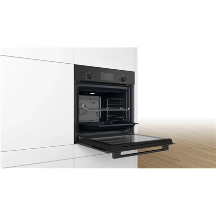 Bosch Orkaitė | HBF133BA1 | 66 l | Elektrinė | „EcoClean“ | Rankenėlės | Aukštis 59,5 cm | Plotis 59,4 cm | Juoda