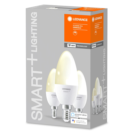 Ledvance SMART+ WiFi Klasikinė žvakė Pritemdoma Šilta Baltas 40 5W 2700K E14, 3vnt pakuotė | Ledvance | SMART+ WiFi Klasikinė žvakė Pritemdoma Šilta Baltas 40 5W 2700K E14, 3vnt pak. | E14 | 5 W | Šiltas Baltas 2700K | Bevielis internetas