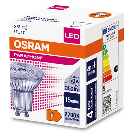 Osram Parathom Reflector LED 50 nepritemdytas 36° 4,3W/827 GU10 lemputė