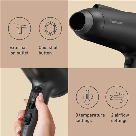 Panasonic Plaukų džiovintuvas | EH-NE85-K825 | 2500 W | Number of temperature settings 3 | Ionic function | Juodas