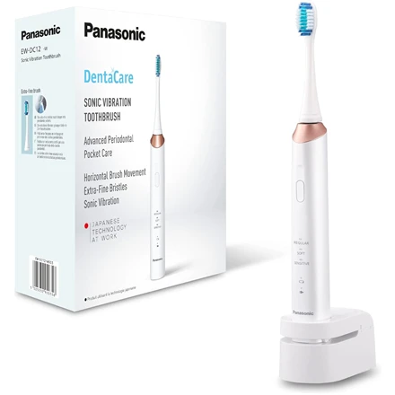 Panasonic | Sonic Elektrinis dantų šepetėlis | EW-DC12-W503 | Įkraunamas | Suaugusiems | Šepetėlių skaičius galvutės įeina 1 | Number of teeth brushing modes 3 | Sonic technology | Golden Baltas