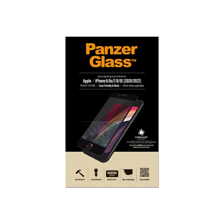 Panzer Glass PanzerGlass | Apple | iPhone 6/6s/7/8/SE (2020) | Hibridinis stiklas | Juodas | Anti-glare danga; Mėlyna šviesos mažinimas | Privatumo filtras