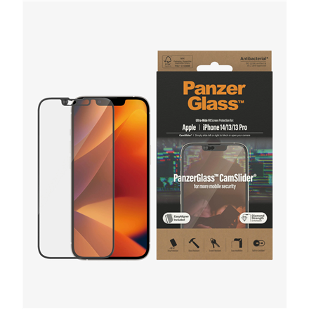 Panzer Glass PanzerGlass | CamSlider | Apple | iPhone 14/13/13 Pro | Grūdintas stiklas | Išvalyti | Apsaugo visą ekraną; 100% prisilietimas; Lengva montuoti | Ekrano apsauga